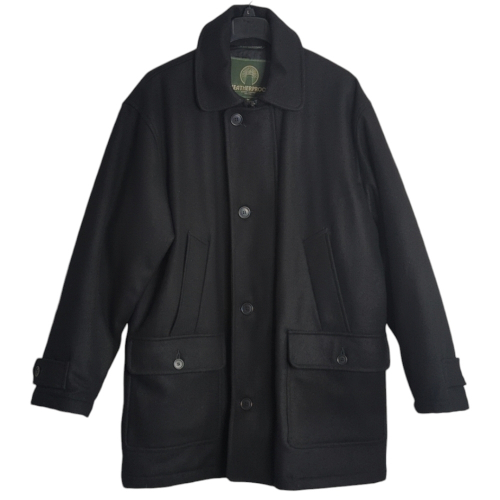 Weatherproof Classic Wool Blend Pea Coat Quilted Liner Black Men's M